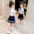 迪士尼（Disney）女童夏装套装2024夏季新款儿童装学院风中大童洋气小女孩jk连衣裙 白色 110码cm建议年龄3-4岁