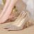 奢迪卡（SHEDIKA）奢侈 高跟鞋女夏季新款法式金色水晶单鞋生日礼物送女友老婆 银色8.5cm 34