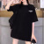 RWNNVI跨境卡通史努比印花短袖T恤女2023夏季新款韩版宽松休闲上衣 黑色 均码