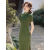 RVZXM旗袍女2024新款30-40岁绿色改良少年轻款气质温柔新中式连衣裙202 绿色 XL