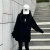 HAKE ILTONK轻奢女装韩国卫衣女新款2024休闲款时尚洋气黑色连帽加绒中长款遮 黑色 加绒款A字 XL