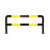 M型钢管防撞护栏道路防护固定U型加油站加厚停车位桩隔离警示柱 弧形89*1500F600*3.0黑黄