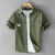 迪比娅工装休闲短袖衬衫男士夏季日系纯棉薄款外套复古半袖衬衣Y 绿色 M