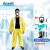 Ansell安思尔3000耐酸碱连体防化服微护佳防油实验化工黄色分体 分体全面罩套装（防酸性气体） XL