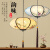 蓝彩和新中式吊灯中国风创意手绘画布艺灯笼餐厅酒店会所仿古典艺术灯具 直径40cm鸟语花香