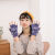 新款手套女冬季韩版学生加厚绒骑车保暖可爱卡通翻盖半指毛绒手套 翻盖W款-白色