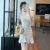 欧里洁 OLIDGE短款小个子连衣裙中国风国风复古女夏新款改良旗袍修身显瘦鱼尾裙 浅蓝色 S 80-95斤