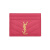 Saint Laurent/圣罗兰 YSL  女士紫红色皮革粒纹压花绗缝金色标志卡包 紫红色