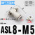 气动调速阀气缸L型节流阀SL4M3 M5 6M4 01 802 1204调节阀M6 ASL8-M5(接管8螺纹M5)