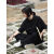 UOSU物质公式黑色唐装棉麻短袖衬衣新中式男女装休闲中国风中山装外套 黑色-重磅高质量 M