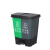 威陆 分类垃圾桶60L 双胞胎脚踏式连体 干湿分离塑料桶 绿加灰60L【可留言配其他颜色】