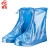 者也 防汛雨鞋套防雨鞋套男女通用防水鞋防滑雨靴套加厚底pvc透明雨鞋带拉链鞋套 天蓝色 M码（35-36）