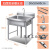 不锈钢水槽单双三槽带支架厨房洗菜盆洗手盆洗碗池水池商用 1005080cm双槽特厚款