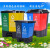 垃圾分类垃圾桶商用学校干湿有害厨余三合一脚踩双桶带盖 50升蓝色可回收+灰色其他 送垃