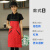 新款防水广告围裙定做餐饮店时尚工作服装咖啡厅韩版围裙定制 Y001红色 均码 无袖
