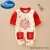 迪士尼（Disney）满月宝宝衣服婴儿红色连体衣春秋女新生男孩百天百日套装新中式 旺旺福 90