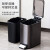 领象 不锈钢脚踏垃圾桶缓降带盖翻盖卫生间方形卫生桶内外双桶6L 钛黑色