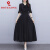 梦娇特雪纺连衣裙子女士装夏季2024新款黑色高端洋气显瘦气质时髦长裙 红色 M(90-100斤)