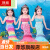 萍悠 女童美人鱼服装游泳衣公主的裙子儿童美人鱼尾巴三件套装 彩虹色三件套+皇冠魔法棒 110cm
