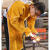 电焊工牛皮耐磨隔热防烫耐高温防护衣反穿衣焊工围裙氩弧焊工作服 桔色长款低领长袖105CM XL