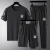 MLBNY2024夏季新款冰丝短袖t恤男薄款速干潮流男士休闲运动套装大童 黑色三件套 5XL190-210斤