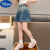 迪士尼（Disney）女童牛仔半身裙春夏季2024新款儿童洋气裙子大童薄款夏装短裙 蓝色半身裙有安全裤 120cm(120cm)