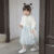 迪士尼（Disney）女童拜年服加绒唐装冬宝宝周岁礼服汉服儿童中国风套装旗袍连衣裙 蓝色连体裙+手抄  加绒 120
