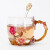 木普森珐琅彩水杯创意花茶杯果汁杯耐热水晶玻璃杯咖啡杯高档情侣杯礼品 (简装)透明矮杯+勺-带垫子