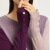 AMII拼色毛衣外套新款针织开衫莫兰迪女装打底上衣薄款 灰紫 160/84A/M