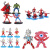 上的装饰品网红人打怪兽装饰摆件宇宙英雄卡通儿童生日派对 天蓝色 塑料蜘蛛5套