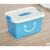 收纳箱塑料特大号衣服储蓄储物箱玩具整理箱有盖收纳盒三件套 蓝色笑脸 中号手提长35.5宽24高20厘米