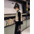 VBJX马甲女洋气款高档2023新款新中式国风装今年流行漂亮小香风套装丝 黑色连衣裙 S 建议80-95斤