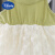 迪士尼（Disney）女童连衣裙0-3岁周岁礼服2024新款抓周夏季公主裙女宝宝甜美裙子 白玫瑰吊带绿裙 110cm