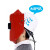 仁聚益电焊面罩红钢纸焊帽子焊工防护安全头戴式焊接氩弧焊防火星防高温 红帽可视窗不翻盖自带9号镜片+