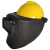 高空作业电焊帽式面罩配安全氩弧焊头戴式焊工卡扣全脸防护 拉簧变光面罩+ABS安全帽 编号19