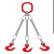 HILLSLING 山水 四腿钢丝绳索具 D20X3.5m 组合(四根 一件15T吊环和四件5T吊钩） 插编带油