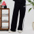 匹克（PEAK）【NICE系列】运动裤女新款直筒显瘦拖地裤宽松休闲运动长裤 黑色 X2L