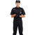 征战虎 黑色保安服夏季长袖特勤服套装门卫保安制服 可定制logo 短袖套装+标贴 S（160cm）
