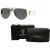 范思哲（Versace）VE2225 Pilot 男士太阳镜 + 设计师 iWear 眼镜套件套装 Pale Gold / Light Grey Mi