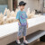 贝孩趣儿童装男童夏装套装中大童男孩运动洋气10岁T恤衣服牛仔裤两件套 蓝色 130码(建议身高115-125厘米)