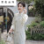 思凯台列（SkyTulip）新中式旗袍2023新款冬季年轻款气质加绒长袖复古改良连衣裙中长款 米白色 WQ二2365 S