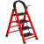 梯子家用折叠梯室内人字工程梯便携多功能小楼梯叉伸缩加厚扶梯凳 -红色三步梯升级加强筋踏板使用