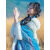 俞兆林（YUZHAOLIN）毛领民族风披肩斗篷气质女针织围巾新疆西藏云南旅游外搭毛衣披风 蔚蓝色--[4毛球民族风披肩]