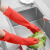 巧姨 加长橡胶清洁手套 洗碗洗衣服餐厅厨卫清洁手套 不加绒 红色38cm长1双 大码L码