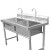 赫思迪格 JG-436 商用不锈钢水槽水池 食堂洗菜盆 酒店厨房用洗碗池 约1.0厚双池100*50*80cm