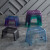 宜瑞思 透明塑料凳子小号加厚成人家用多功能小板凳防滑浴室凳水晶矮凳 水晶黑方凳（坐高19cm）