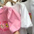 泽万邦粉色短袖t恤女2024夏季设计感法式笼袖网红体恤衫上衣 白色 L