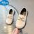 迪士尼（Disney）男童皮鞋夏天2024春款儿童黑色演出表演鞋主持花童配西装男宝宝鞋 米白色 35码鞋子内长21.8厘米