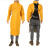焊工防护牛皮罩衣防烫工作服耐高温防辐射围裙隔热防护服 黄色拼皮带领长袖120厘米 XL
