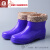 XMSJ3541码牛筋底高筒雨鞋女加绒保暖防滑水鞋胶鞋中筒雨天防水雨靴 高短筒紫色+加绒 40